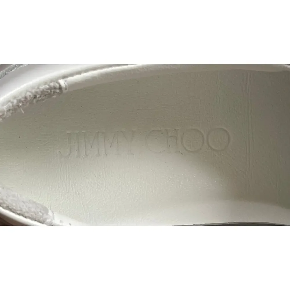 $995 NIB Jimmy Choo White Slip-On Star-Studded Leather Sneakers Size 41(8)